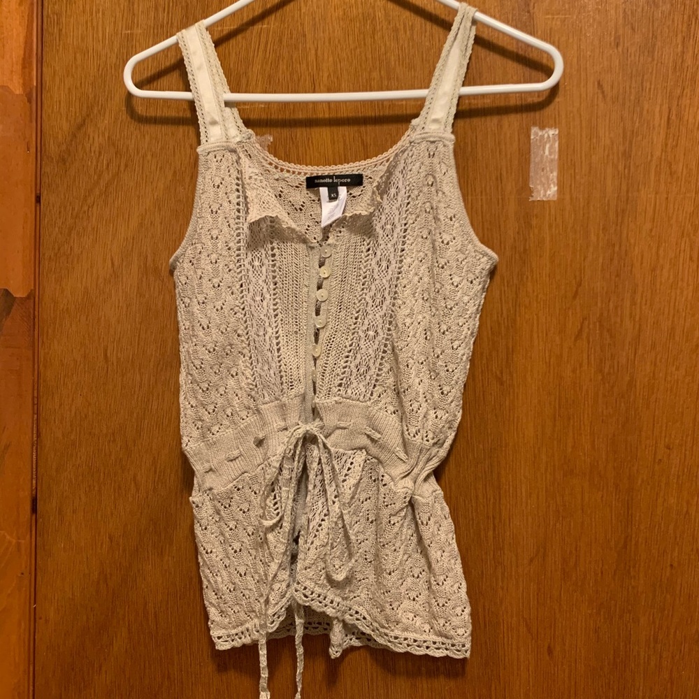 Nanette Lepore Crochet neutral top xs